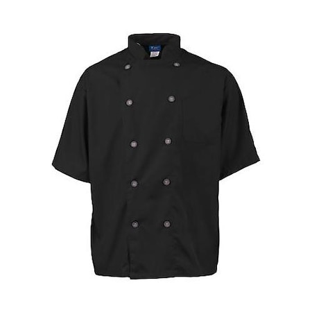 Kng 2XL Men's Active Black Short Sleeve Chef Coat 2124BKSL2XL